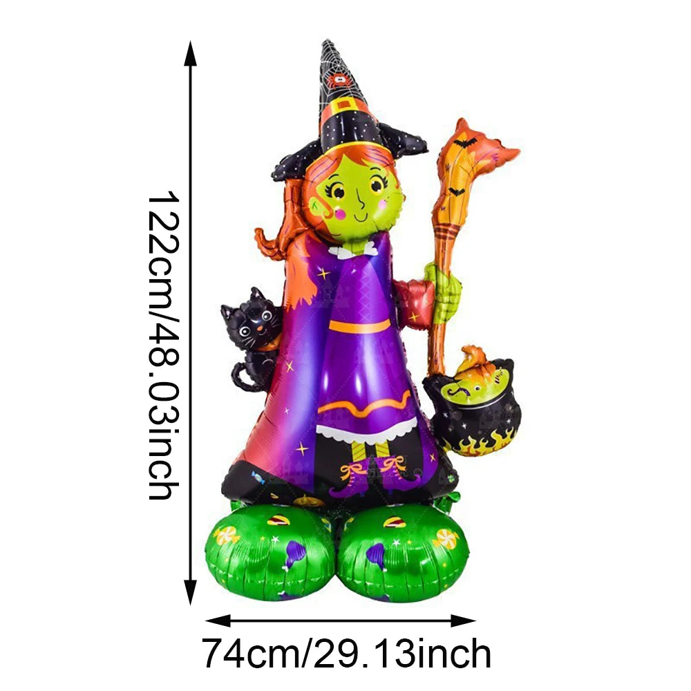 1 Juego de globos de papel de aluminio para Halloween, globos de papel de aluminio de bruja fantasma de calabaza, decoraciones para el hogar para fiesta de Halloween
