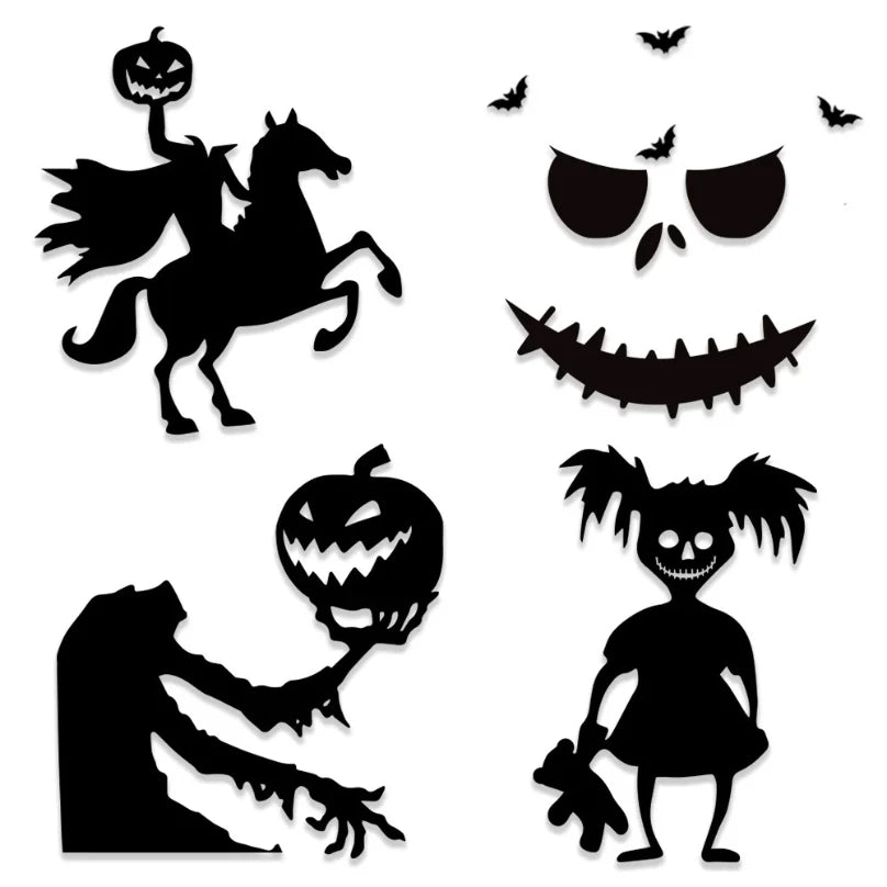 Decoración de Halloween pegatinas de puerta de habitación decoración de ventana esqueleto mano calabaza DIY diablo sombrero de bruja pegatinas de ventana de vidrio fantasma