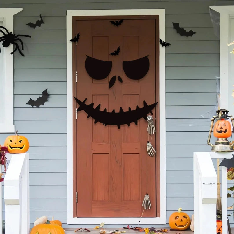 Decoración de Halloween pegatinas de puerta de habitación decoración de ventana esqueleto mano calabaza DIY diablo sombrero de bruja pegatinas de ventana de vidrio fantasma