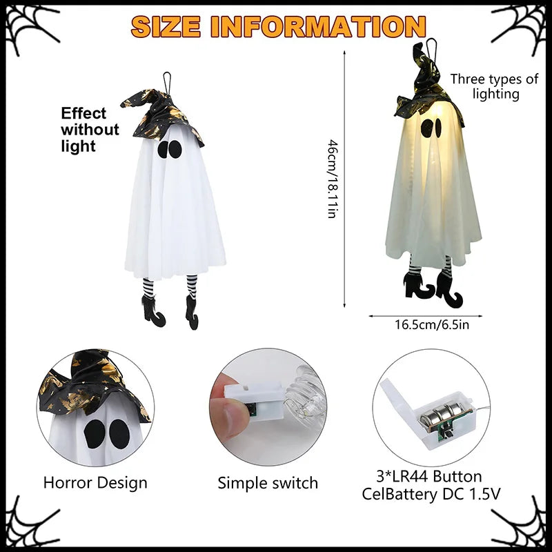 1/2/3 Uds. Luz LED de Halloween fantasma de bruja para fiesta de Halloween decoración de patio interior y exterior regalo de adornos colgantes aterradores