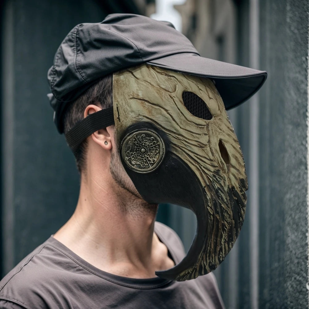 Máscara gótica negra de Doctor de la peste de la muerte, fiesta de Halloween, Cosplay, máscara de pico de pájaro Steampunk, disfraz aterrador, máscaras de pico de cuervo de nariz larga
