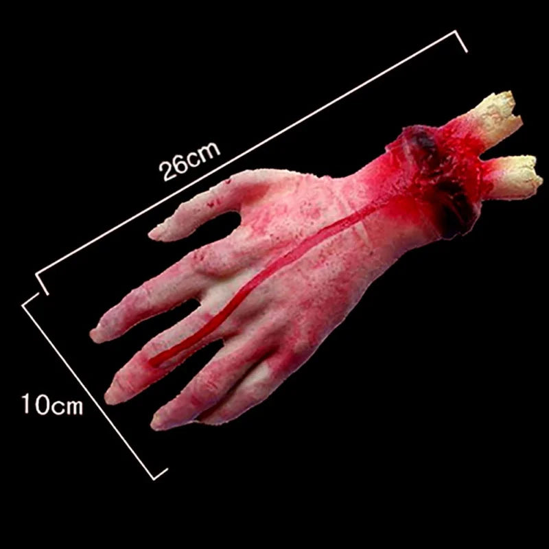 Accesorios de terror para Halloween, mano sangrienta, casa embrujada, decoración de fiesta, mano falsa aterradora, dedo, pierna, pie, cerebro, corazón, suministros de Halloween