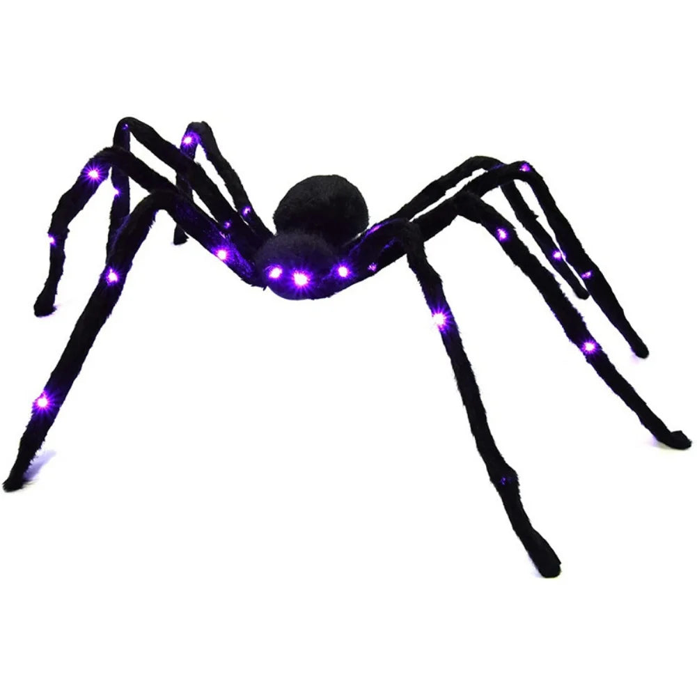 Araña iluminada para decoración de Halloween, araña iluminada grande para Halloween aterrador, patio interior al aire libre, fiesta en casa, decoración de Casa Encantada