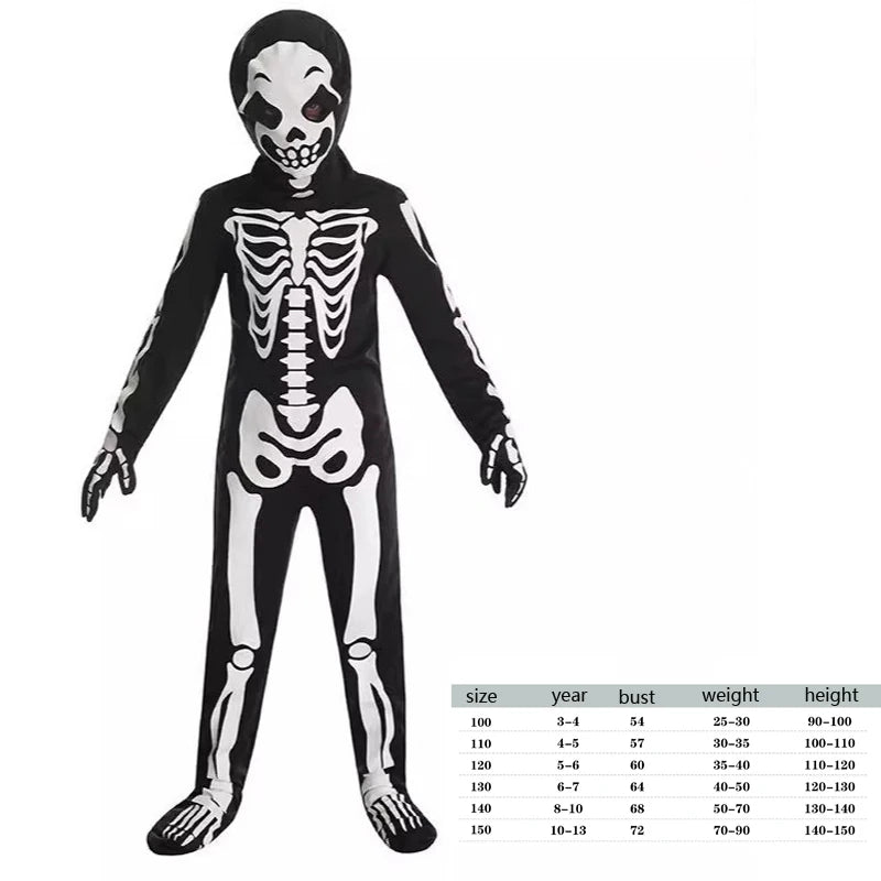 Disfraz de monstruo esqueleto de Halloween, mono con luz nocturna de esqueleto, disfraz de fiesta de terror de Carnaval