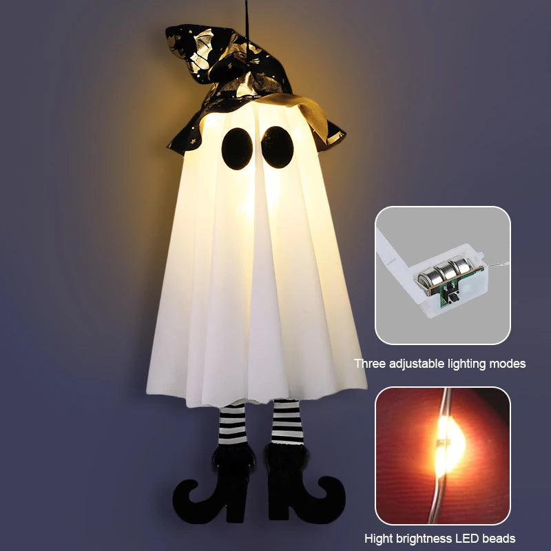 1/2/3 Uds. Luz LED de Halloween fantasma de bruja para fiesta de Halloween decoración de patio interior y exterior regalo de adornos colgantes aterradores
