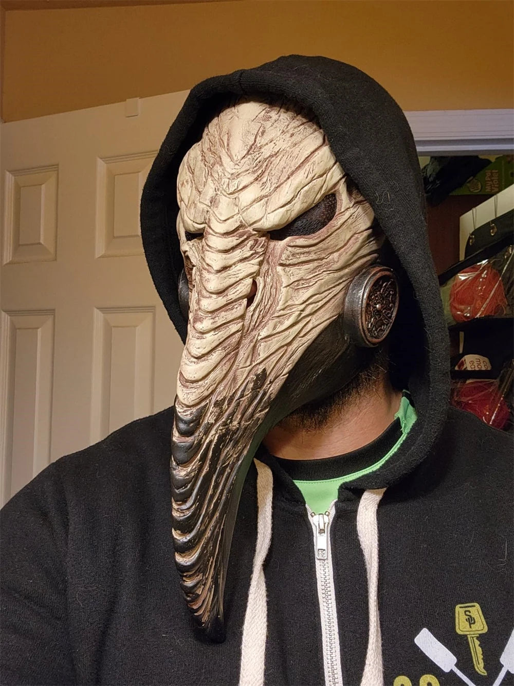 Máscara gótica negra de Doctor de la peste de la muerte, fiesta de Halloween, Cosplay, máscara de pico de pájaro Steampunk, disfraz aterrador, máscaras de pico de cuervo de nariz larga