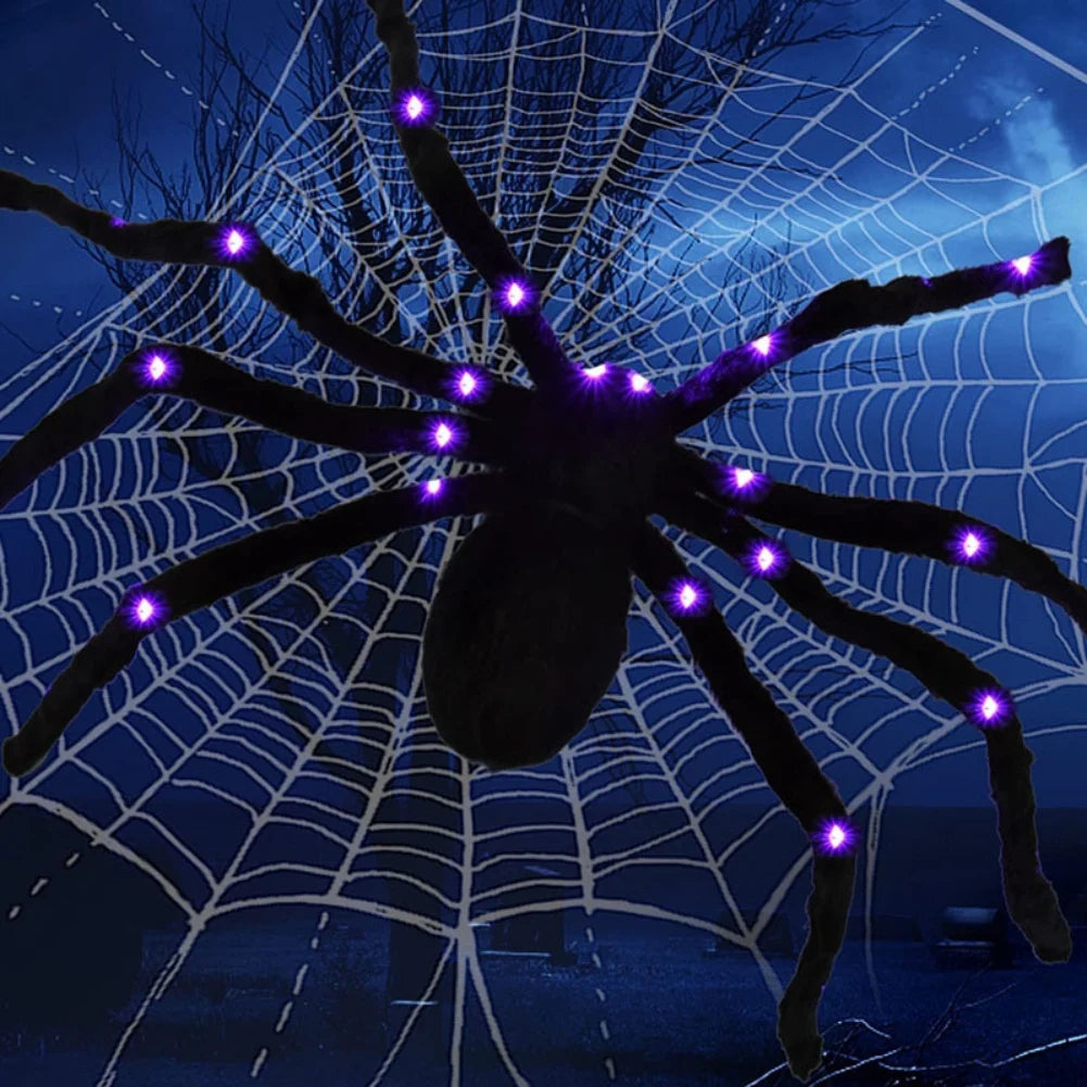 Araña iluminada para decoración de Halloween, araña iluminada grande para Halloween aterrador, patio interior al aire libre, fiesta en casa, decoración de Casa Encantada