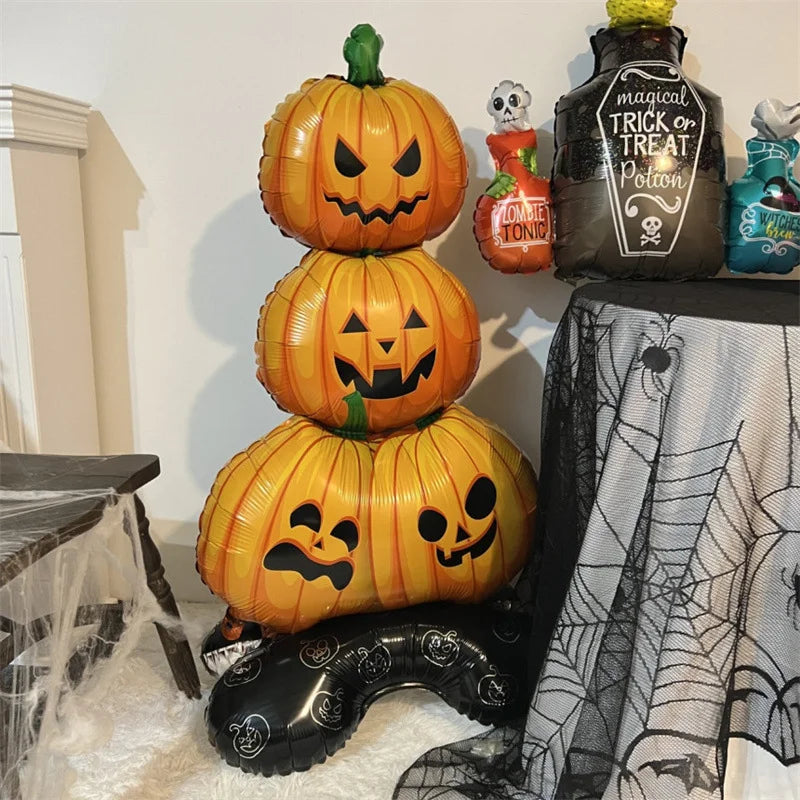 Globos de Halloween de pie grande calabaza fantasma bruja momia inflable decoración de Halloween conjunto globo de aluminio arco suministros de fiesta