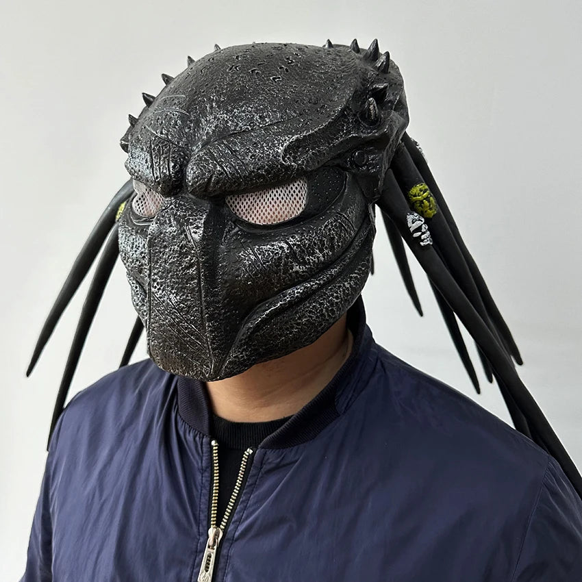 Máscara de alienígena del depredador, Cosplay de Anime, gótico aterrador, mascarada de Halloween, disfraz de Carnaval de látex, máscara de depredador, fiesta de Festival