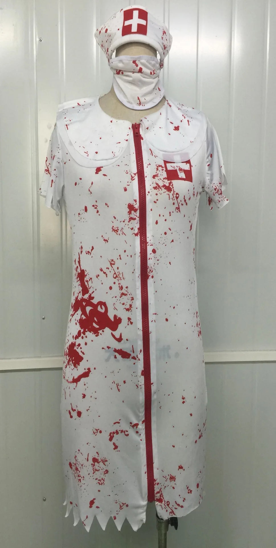 Disfraz de enfermera de zombis aterrador para adultos, vestido blanco Sexy, fiesta de Halloween, Cosplay, diseño de salpicaduras espeluznantes, el más nuevo traje de Halloween para mujer