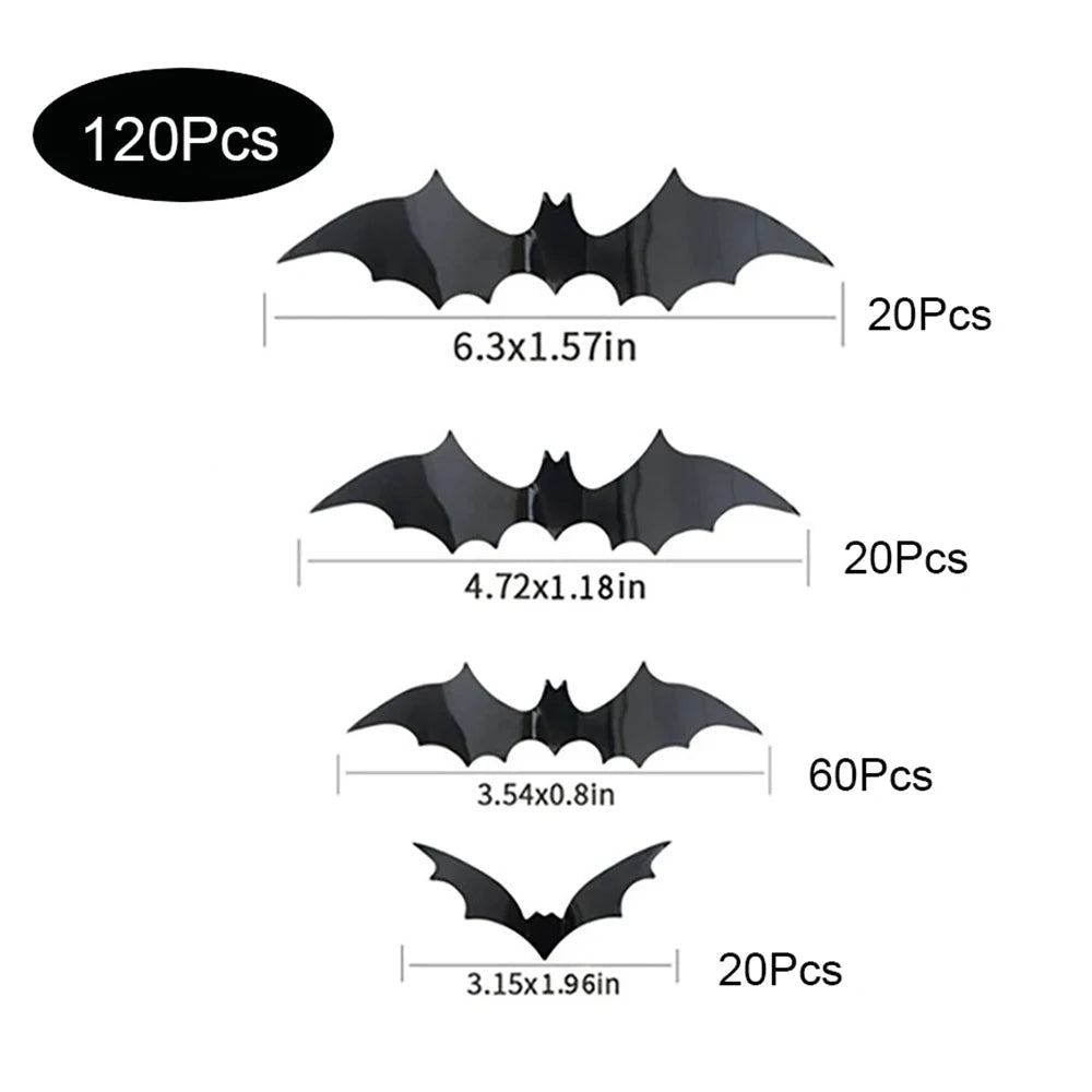 Decoraciones de murciélagos de Halloween, murciélago de Pvc 3D en la pared, pegatinas de pared de murciélagos negros, accesorios de miedo de Halloween