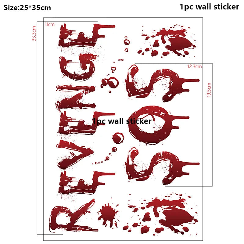 Pegatinas de pared de Halloween para puertas y ventanas, estampado de huellas de sangre, patrón de Calavera, suministros de decoración de escenas de fiesta de Halloween, accesorios de terror
