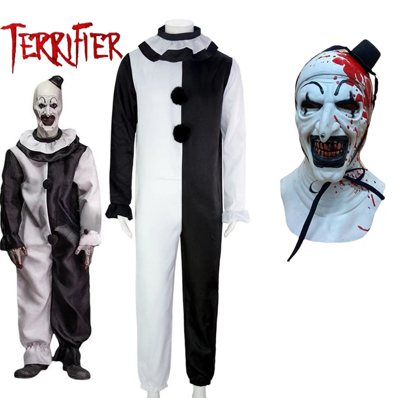 Arte El payaso Cosplay Película Terrifier 2 Arte El payaso Cosplay Disfraz Mono Máscara Disfraces de Halloween Máscara para hombres y mujeres