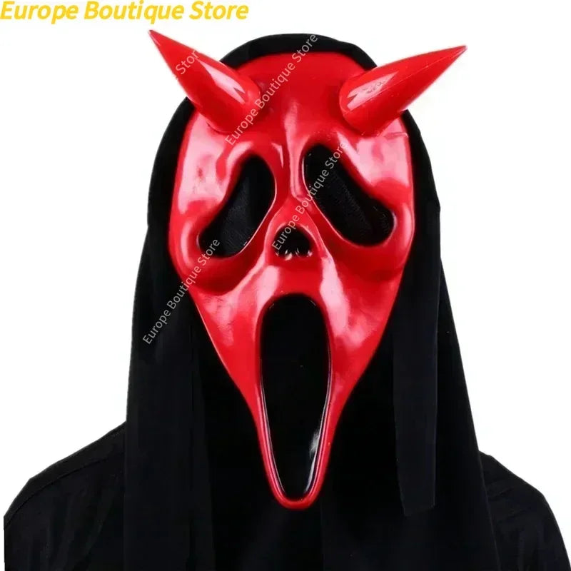 Cara de fantasma, máscara de terror de película, asesino de Halloween, Cosplay, accesorios de disfraz para adultos