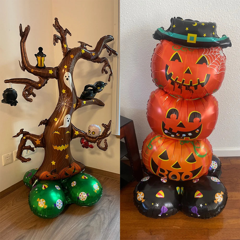 1 Juego de globos de papel de aluminio para Halloween, globos de papel de aluminio de bruja fantasma de calabaza, decoraciones para el hogar para fiesta de Halloween