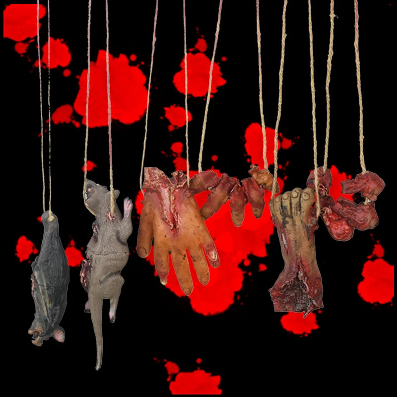 Colgante de Horror de Halloween, ratón muerto falso, murciélago, mano rota, pies, fiesta de Halloween, Casa Encantada, accesorios de decoración de miedo