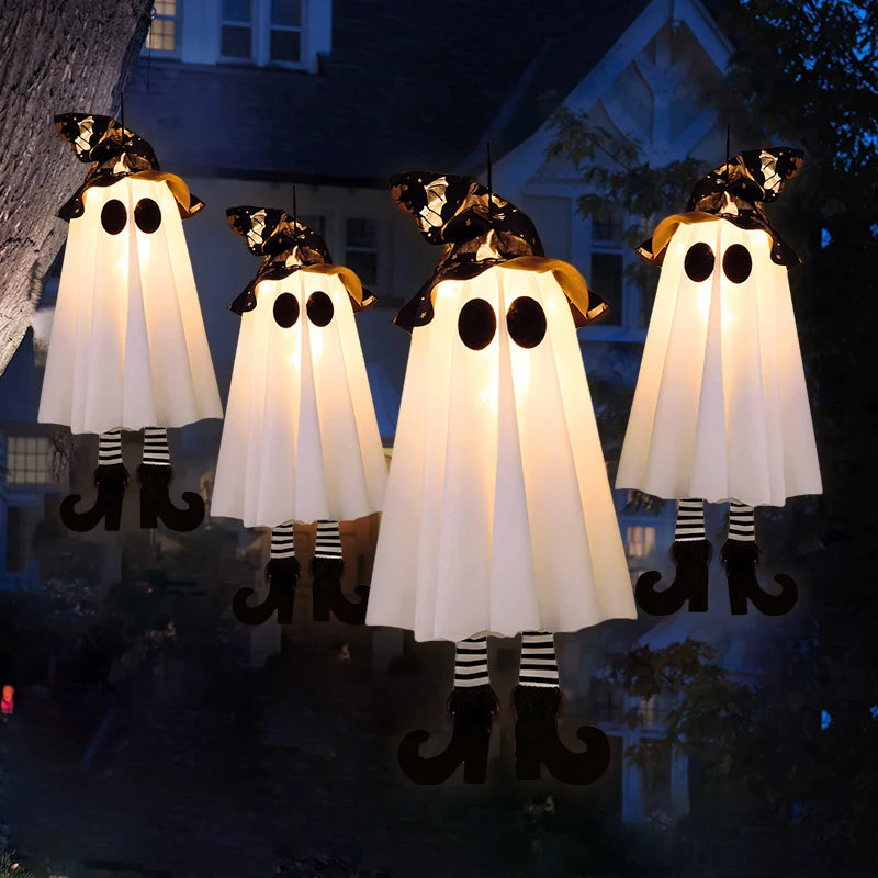 1/2/3 Uds. Luz LED de Halloween fantasma de bruja para fiesta de Halloween decoración de patio interior y exterior regalo de adornos colgantes aterradores