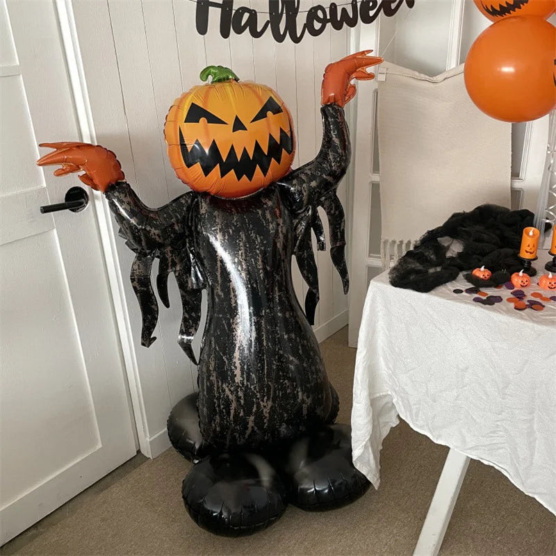 Globos de Halloween de pie grande calabaza fantasma bruja momia inflable decoración de Halloween conjunto globo de aluminio arco suministros de fiesta
