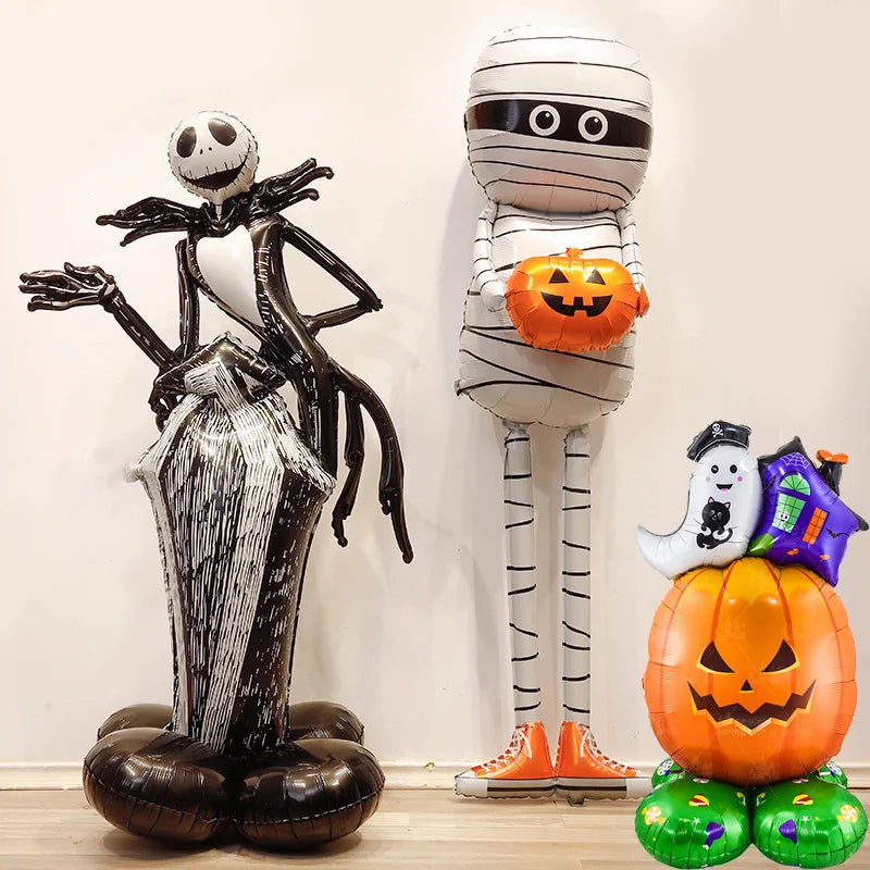Globos de Halloween de pie grande calabaza fantasma bruja momia inflable decoración de Halloween conjunto globo de aluminio arco suministros de fiesta
