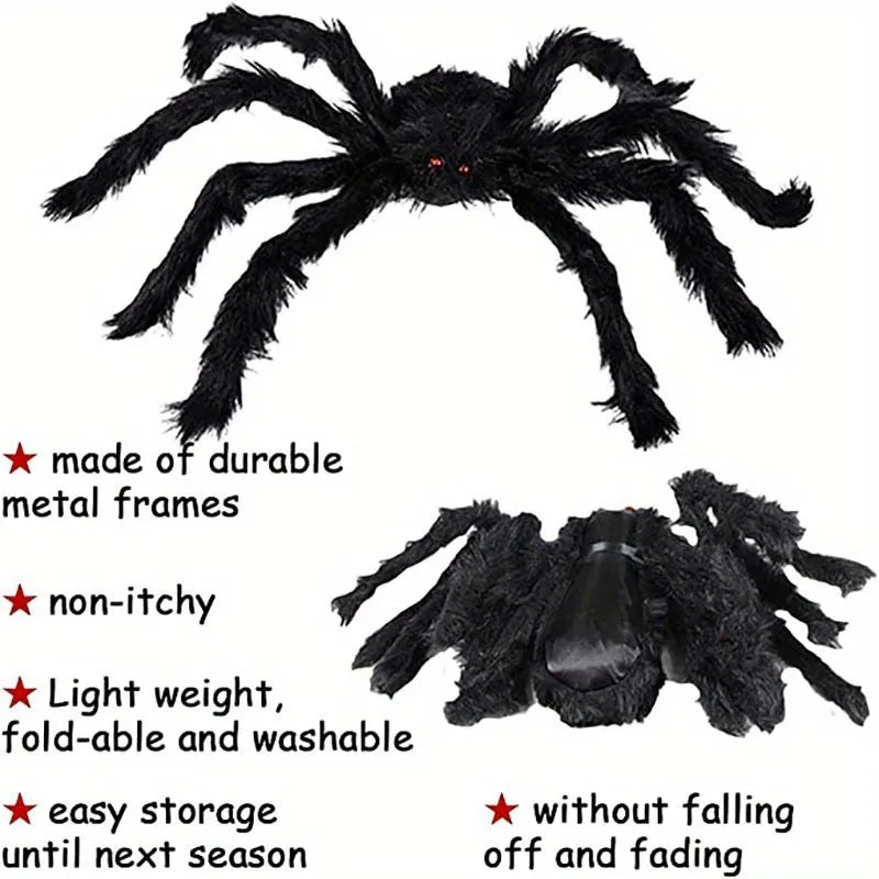 30cm/50cm/75cm/90cm/125cm/150cm/200cm Horror Halloween gigante araña negra decoración Casa Encantada accesorios de fiesta decoración de Halloween