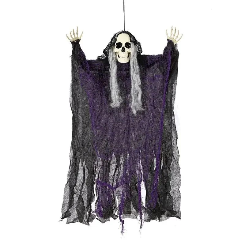 Esqueleto colgante de Halloween, decoraciones de fantasmas, Reapers Grim para Halloween, Control de sonido al aire libre, fantasma iluminado