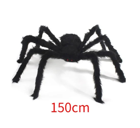 Araña negra de felpa de gran tamaño, decoración para fiesta de Halloween, hogar al aire libre, Bar, Casa Encantada, accesorios de terror, 30cm, 50cm, 75cm, 90cm