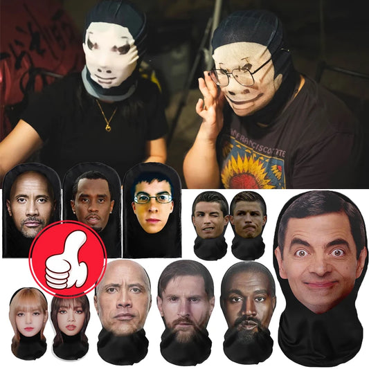 Máscaras faciales 3D realistas para hombres y mujeres, máscara de Cosplay, cara completa, pasamontañas de Hip Hop, capucha, sombrero, tocado para celebridades de Halloween