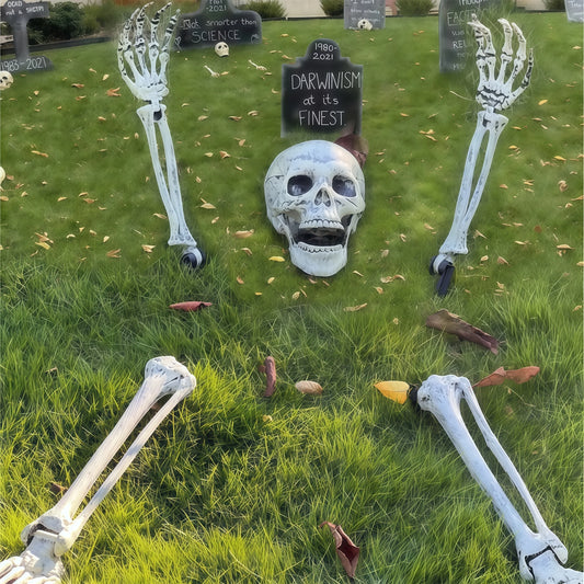 Decoraciones de estaca de esqueleto de Halloween, huesos de pierna de brazo de esqueleto realista, decoración de Halloween de jardín de patio espeluznante