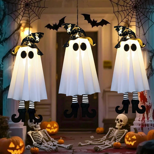 1/2/3 Uds. Luz LED de Halloween fantasma de bruja para fiesta de Halloween decoración de patio interior y exterior regalo de adornos colgantes aterradores
