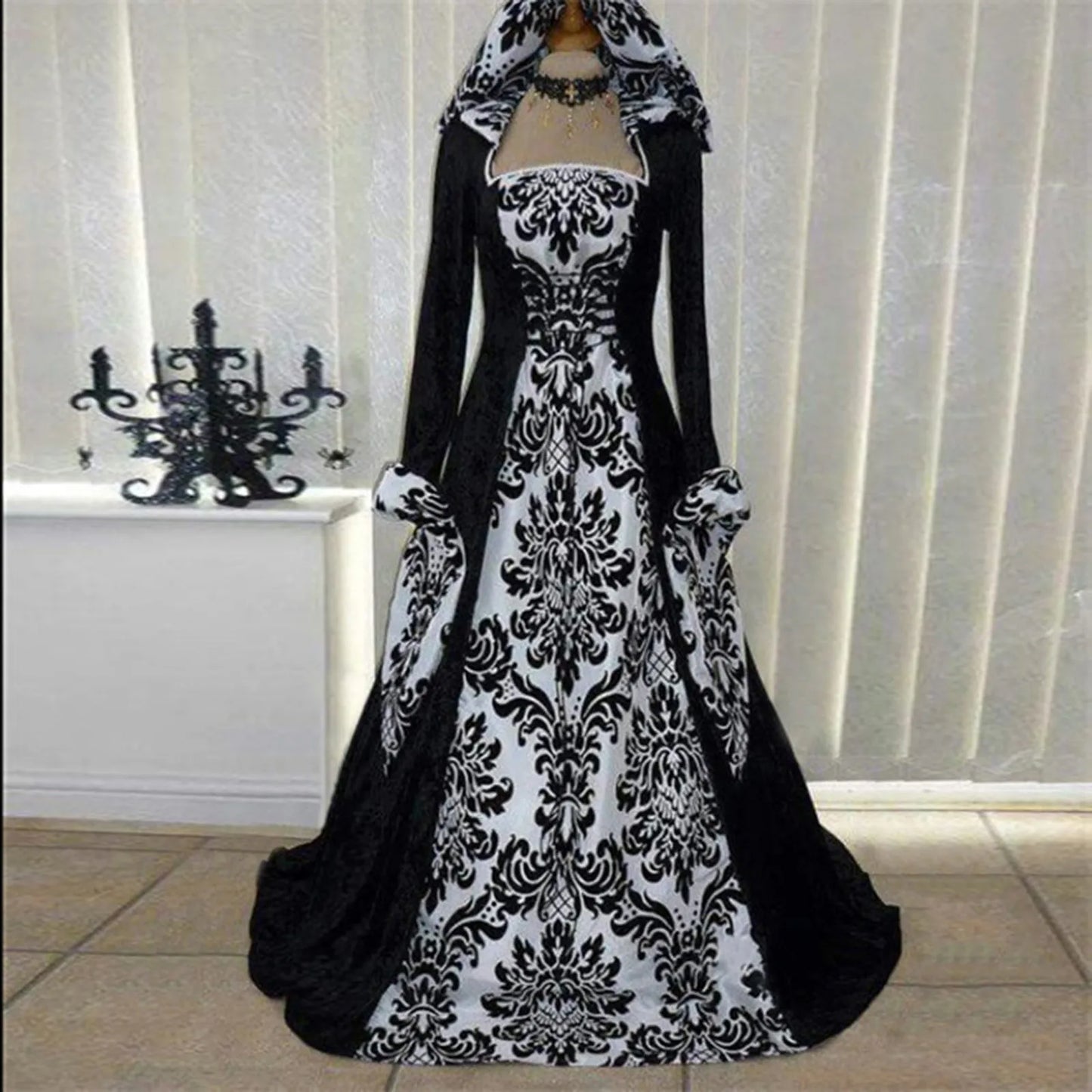 Disfraz de bruja Wicca, vestido Medieval para mujer, adulto, talla grande, Cosplay aterrador, gótico, nuevo mago, disfraces de Halloween para mujer