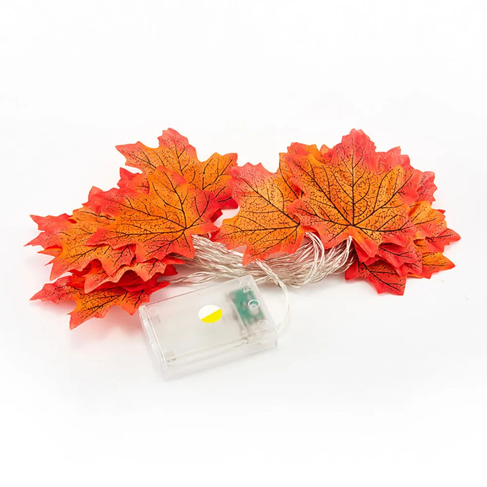 Guirnalda de luces LED para Halloween de 2/3/6M, guirnalda de farol de hoja de arce artificial, decoraciones para el hogar del Día de Acción de Gracias de Navidad y Halloween