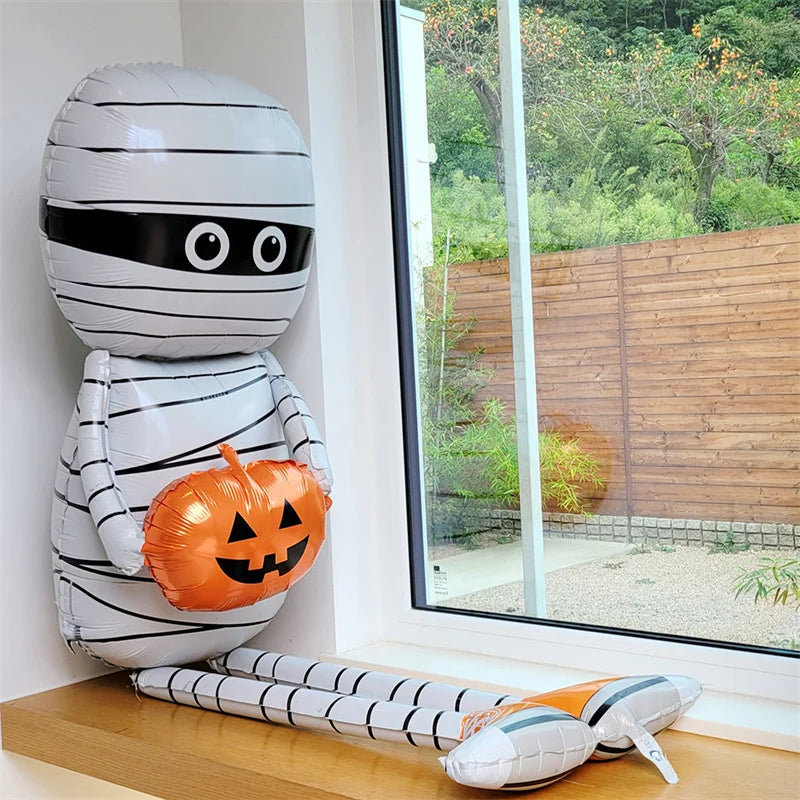 Globos de Halloween de pie grande calabaza fantasma bruja momia inflable decoración de Halloween conjunto globo de aluminio arco suministros de fiesta