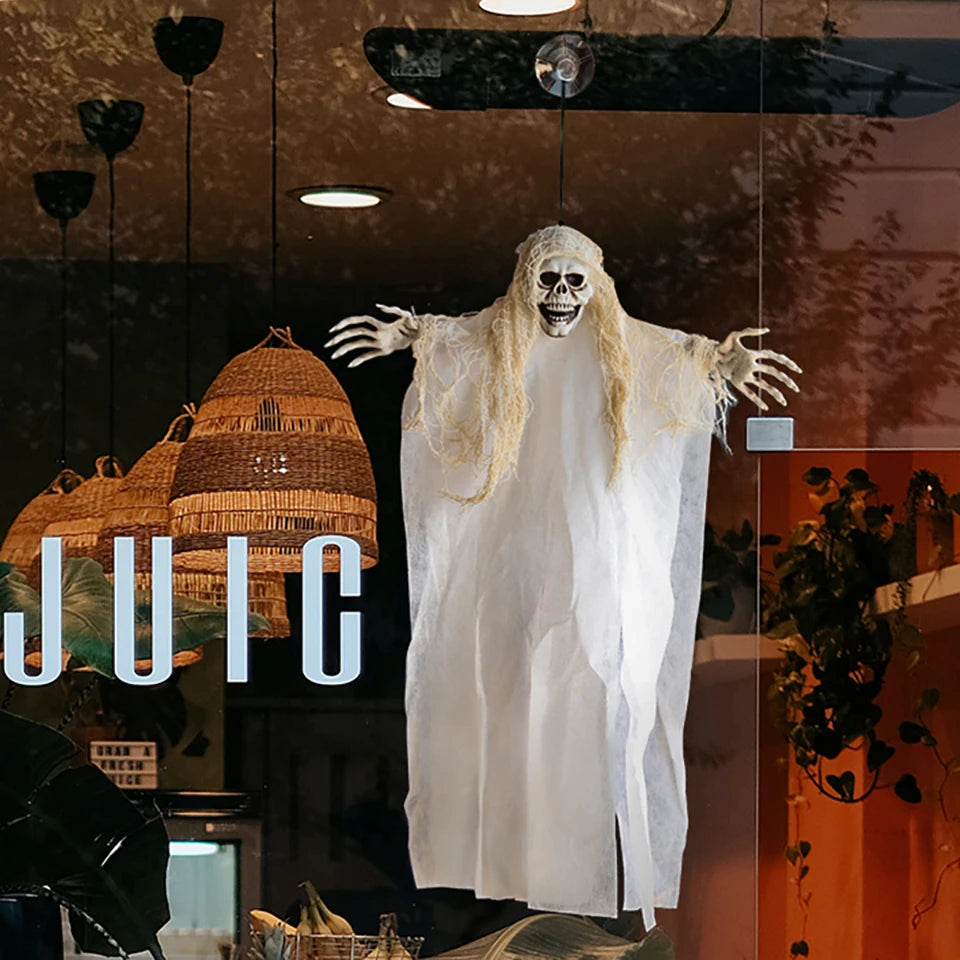 Nuevo esqueleto colgante de Halloween, fantasmas, decoración artesanal, accesorio de terror aterrador para fiestas de Halloween, Casa Encantada, calaveras de plástico secretas