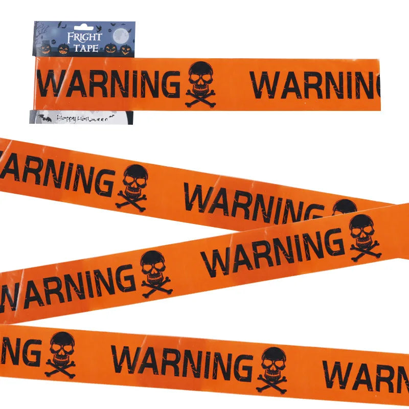 Nuevo 1 pieza de accesorios de Halloween, línea de advertencia de ventana, cinta de advertencia de cabeza de calavera de plástico, señales, decoración de Halloween, lote de globos de bruja