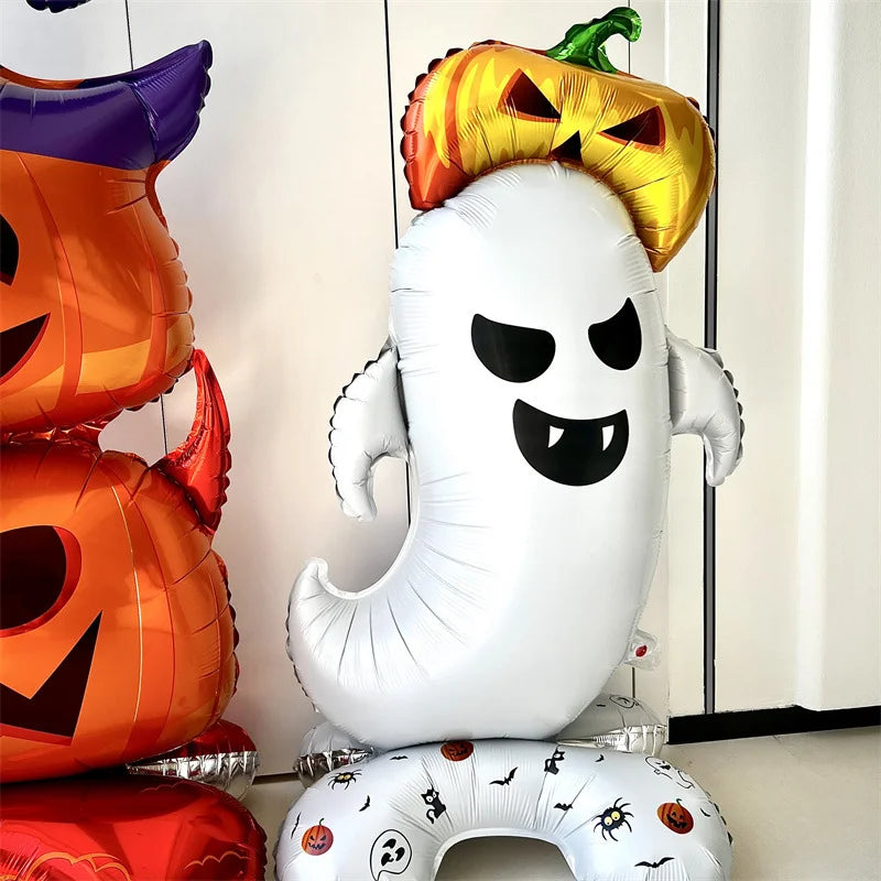 Globos de Halloween de pie grande calabaza fantasma bruja momia inflable decoración de Halloween conjunto globo de aluminio arco suministros de fiesta