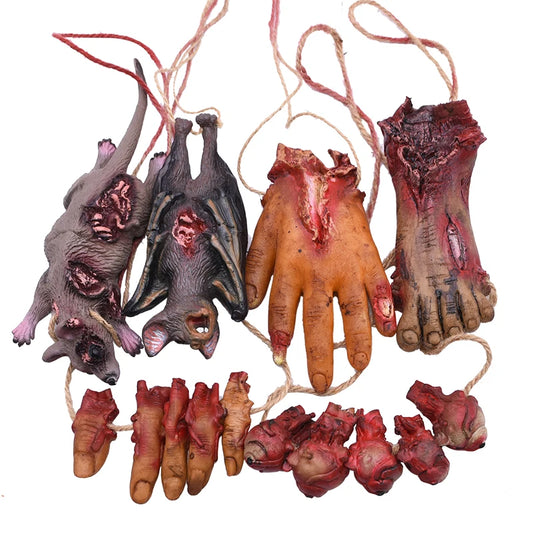 Colgante de Horror de Halloween, ratón muerto falso, murciélago, mano rota, pies, fiesta de Halloween, Casa Encantada, accesorios de decoración de miedo