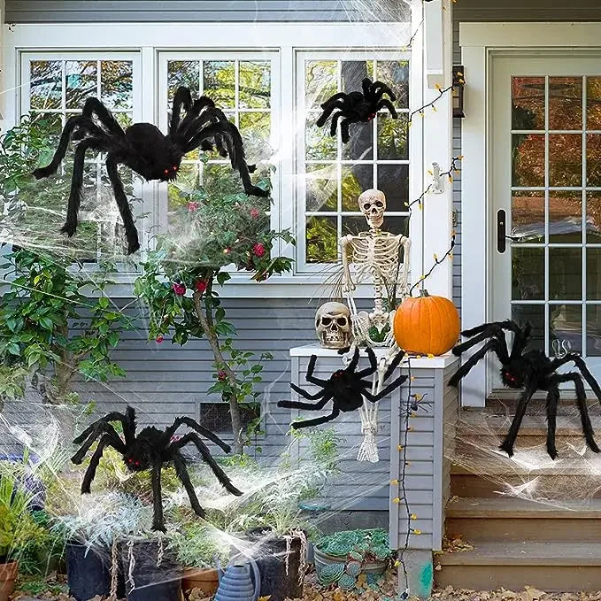 Araña negra de felpa de gran tamaño, decoración para fiesta de Halloween, hogar al aire libre, Bar, Casa Encantada, accesorios de terror, 30cm, 50cm, 75cm, 90cm