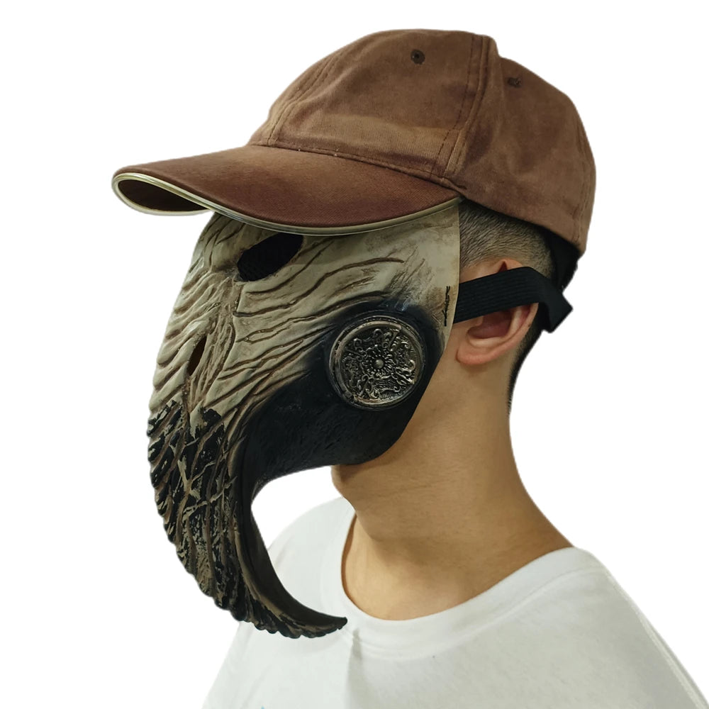 Máscara gótica negra de Doctor de la peste de la muerte, fiesta de Halloween, Cosplay, máscara de pico de pájaro Steampunk, disfraz aterrador, máscaras de pico de cuervo de nariz larga