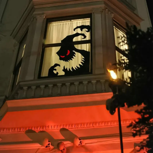 Decoración de Halloween pegatinas de puerta de habitación decoración de ventana esqueleto mano calabaza DIY diablo sombrero de bruja pegatinas de ventana de vidrio fantasma