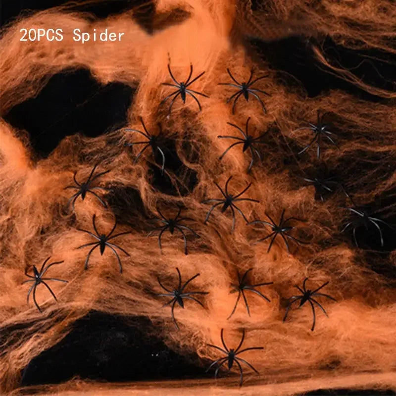 Decoración de telaraña de Halloween, accesorios grandes de araña negra para exteriores, accesorios falsos aterradores, decoración para fiesta de Halloween en el patio del hogar