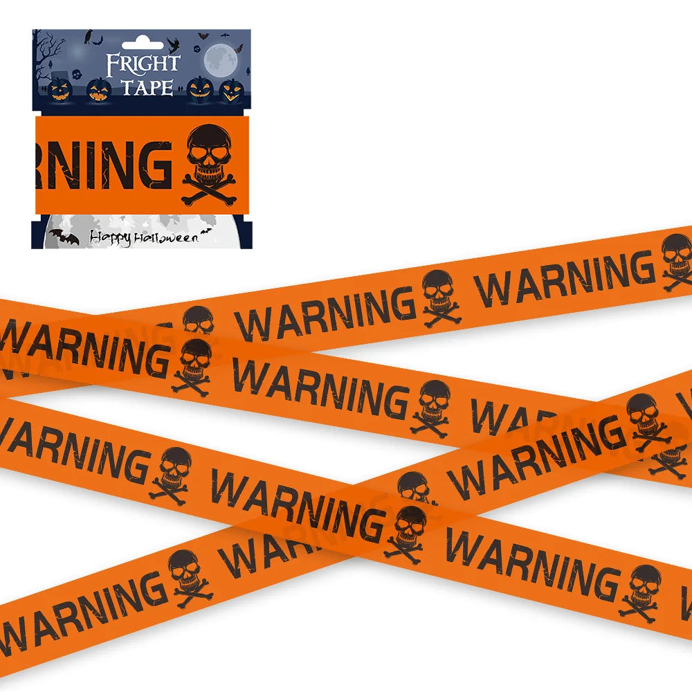 Nuevo 1 pieza de accesorios de Halloween, línea de advertencia de ventana, cinta de advertencia de cabeza de calavera de plástico, señales, decoración de Halloween, lote de globos de bruja