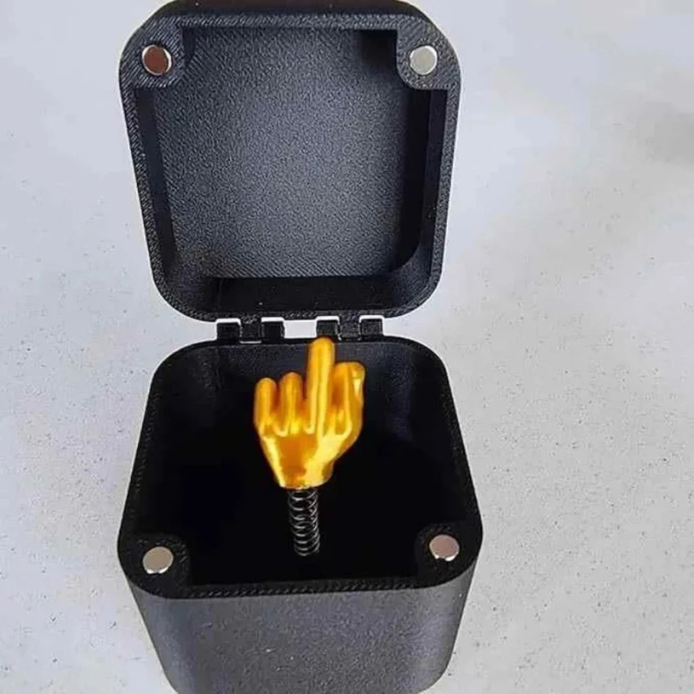 Fuera de la caja pop-up Caja de regalo de dedo medio Escritorio creativo Decoración del hogar Regalos Dedo medio Novedad Navidad Divertido broma Gift2025