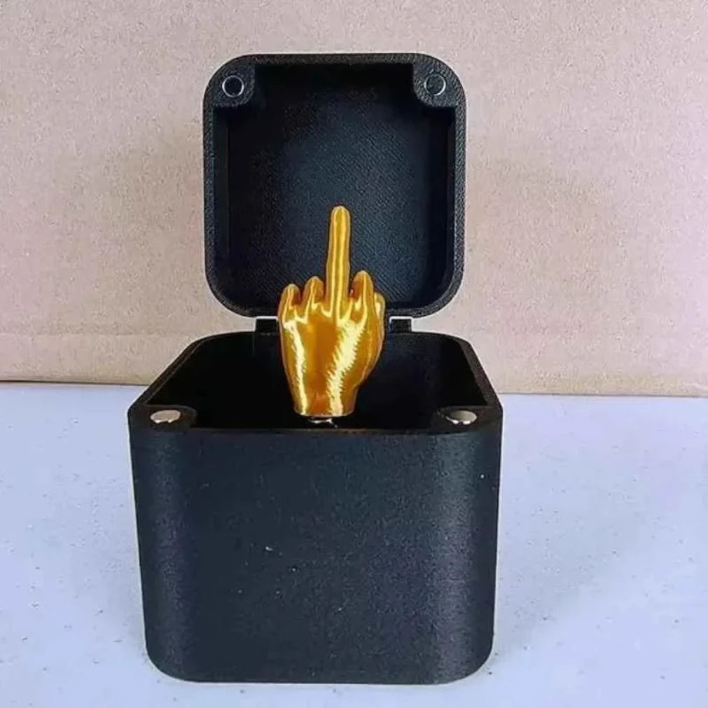 Fuera de la caja pop-up Caja de regalo de dedo medio Escritorio creativo Decoración del hogar Regalos Dedo medio Novedad Navidad Divertido broma Gift2025