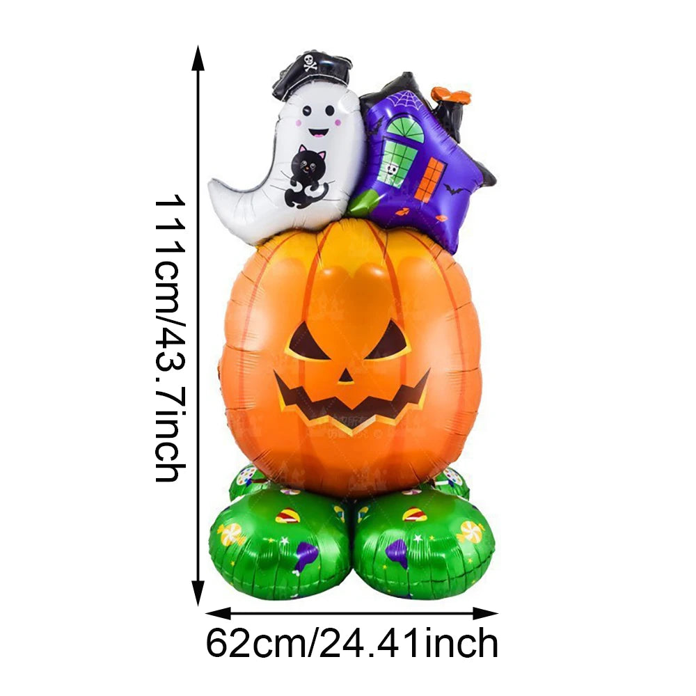 1 Juego de globos de papel de aluminio para Halloween, globos de papel de aluminio de bruja fantasma de calabaza, decoraciones para el hogar para fiesta de Halloween