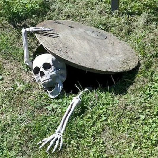 Estacas de esqueleto para decoración de Halloween, cabeza de esqueleto de calavera realista, brazos de mano humana para fiesta de Halloween, hogar, jardín, césped