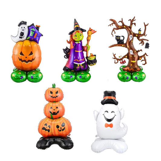 1 Juego de globos de papel de aluminio para Halloween, globos de papel de aluminio de bruja fantasma de calabaza, decoraciones para el hogar para fiesta de Halloween