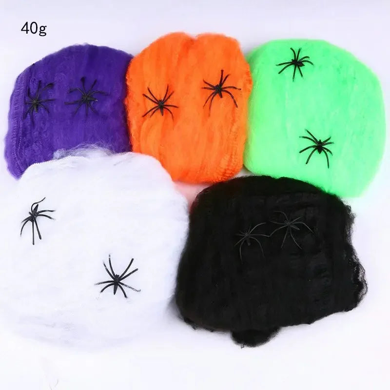 Decoración de telaraña de Halloween, accesorios grandes de araña negra para exteriores, accesorios falsos aterradores, decoración para fiesta de Halloween en el patio del hogar