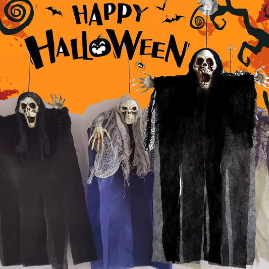 Nuevo Halloween colgante esqueleto fantasmas Horror aterrador DIY decoración Prop fiesta Casa Encantada calaveras de plástico fiesta secreta de Halloween