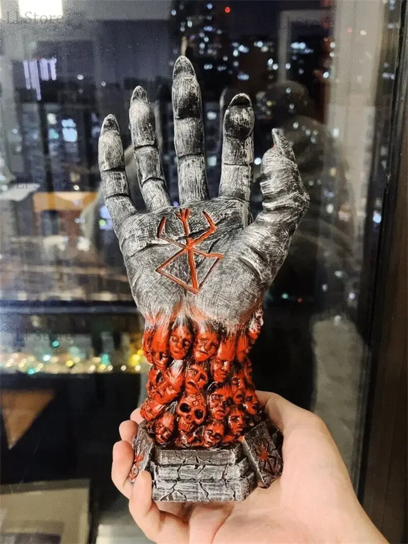 Figura Berserk, estatua de mano de Dios, adorno de resina artesanal de Anime, estatuilla de esqueleto de Halloween, decoración de escritorio artesanal, accesorios aterradores