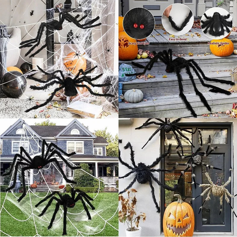 30cm/50cm/75cm/90cm/125cm/150cm/200cm Horror Halloween gigante araña negra decoración Casa Encantada accesorios de fiesta decoración de Halloween